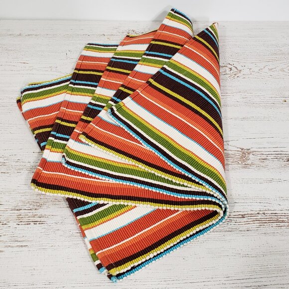 4 Cotton Retro Colored Striped Placemats  16.5 X 13.5 Excellent condition - Picture 1 of 3